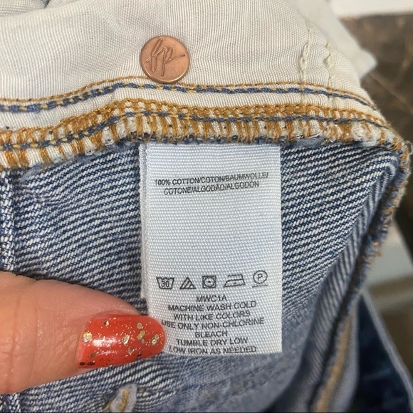 Free People Distressed Denim Mini Skirt 25 - Picture 8 of 8